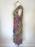 RALPH LAUREN MULTI COLOURED PAISLEY PRINT SLEEVELESS STRETCH JERSEY DRESS SIZE XL