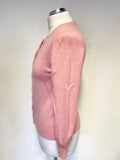 MARKS & SPENCER AUTOGRAPH 100% CASHMERE BUBBLEGUM PINK LONG SLEEVED CARDIGAN SIZE 10