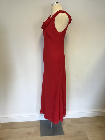 ROMAN ORIGINALS RED COWL NECKLINE LONG EVENING DRESS SIZE 14