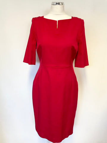 LK BENNETT RED SPECIAL OCCASION HALF SLEEVE TAN PENCIL DRESS SIZE 12