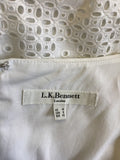 LK BENNETT BRITANI WHITE BROIDERY ANGLAISE COTTON DRESS SIZE 14