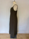 JIGSAW BROWN LINEN LONG SLEEVELESS DRESS SIZE 16