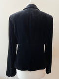 PER UNA BLACK VELVET BUTTON FASTEN FITTED JACKET SIZE 14