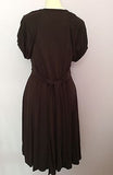 Karen Millen Dark Brown Scoop Neck Tie Cap Sleeve Dress Size 10 - Whispers Dress Agency - Womens Dresses - 4