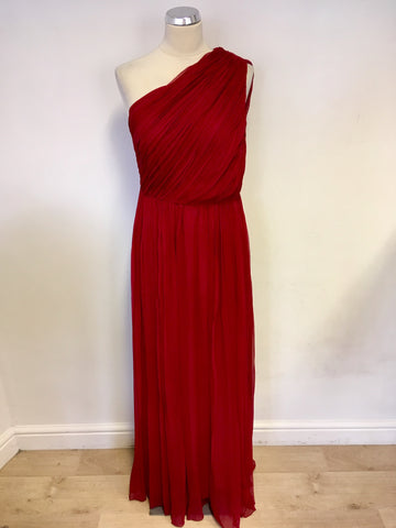 BRAND NEW MANGO RED ONE SHOULDER LONG EVENING DRESS SIZE M UK 12