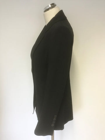 KAREN MILLEN BLACK WOOL BLEND TAILORED JACKET SIZE 12