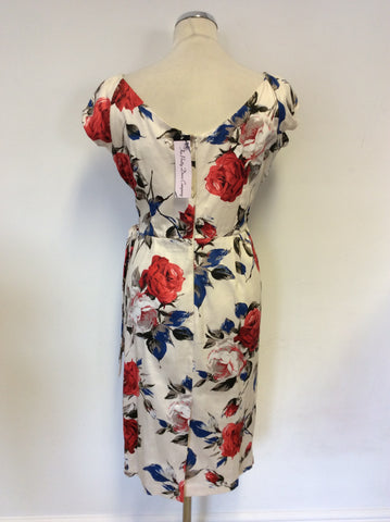 BRAND NEW THE PRETTY DRESS COMPANY CARMEN FLORAL PRINT HOURGLASS PENCIL DRESS SIZE 12