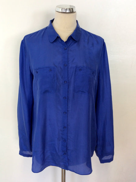 MASSIMO DUTTI ROYAL BLUE SILK SHIRT SIZE 44 UK 16