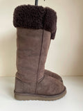 CELTIC & CO CELT MOCCA BROWN SHEEPSKIN KNEE LENGTH BOOTS SIZE 5/38