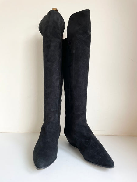 WALTER STEIGER BLACK SUEDE KNEE LENGTH BOOTS SIZE 4/37