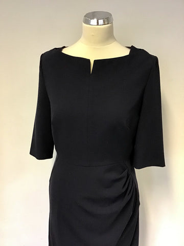 LK BENNETT TEXAS NAVY BLUE SHORT SLEEVE PENCIL DRESS SIZE 12