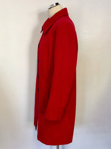 JAEGER RED WOOL BLEND KNEE LENGTH COAT SIZE 16