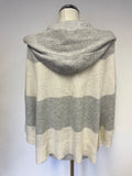 HYGGE AT MINT VELVET GREY & IVORY STRIPE HOODED OPEN SLEEVE CARDIGAN SIZE 10