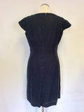 HOBBS DARK BLUE LINEN TIE FRONT CAP SLEEVE DRESS SIZE 12