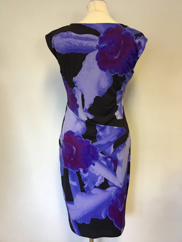 COAST PURPLE,BLACK & BLUE PRINT STRETCH DRESS SIZE 12