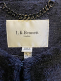 LK BENNETT CHARLEE SLOANE BLUE COLLARLESS TEXTURED JACKET SIZE 14