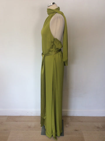 YASMIN LE BON LIME GREEN SILK LONG SPECIAL OCCASION DRESS SIZE 16