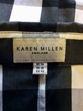 KAREN MILLEN BLACK,WHITE & GREY CHECK SLEEVELESS TOP SIZE 14