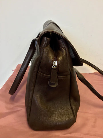 RADLEY DARK BROWN LEATHER TOTE / SHOULDER BAG