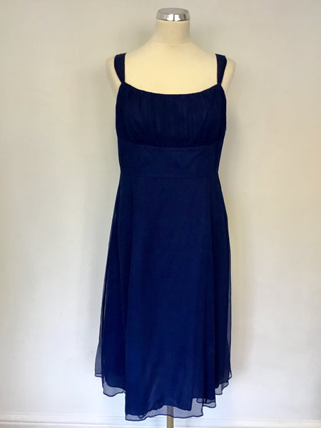 LK BENNETT BLUE SILK SPECIAL OCCASION DRESS SIZE 14