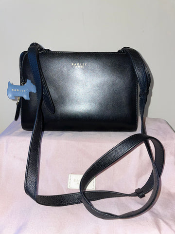 RADLEY BLACK LEATHER DETACHABLE SHOULDER STRAP CROSS BODY/ CLUTCH BAG & PURSE