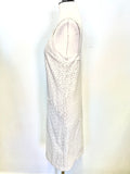 NICOLE FARHI CREAM BRODIERE ANGLAISE SLEEVELESS SHIFT DRESS SIZE 8