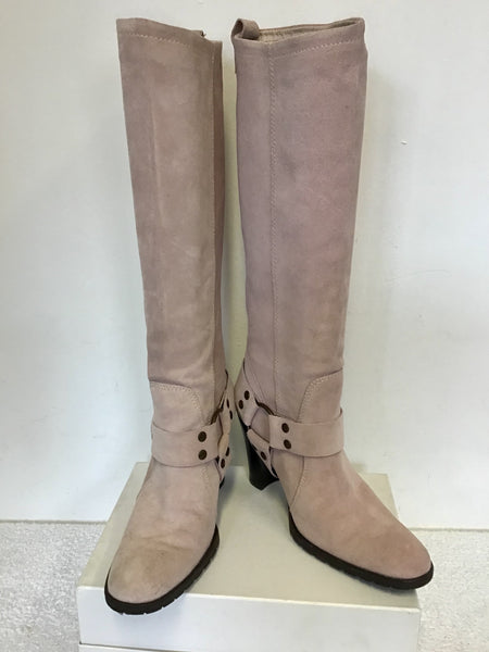 MODA IN PELLE LIGHT PINK SUEDE KNEE LENGTH BOOTS SIZE 5/38