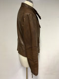 MANGO BROWN SOFT LEATHER BIKER JACKET SIZE L