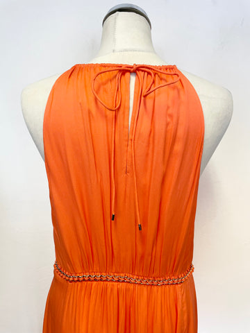 BRAND NEW KAREN MILLEN ORANGE CHAIN TRIM MAXI DRESS SIZE 14