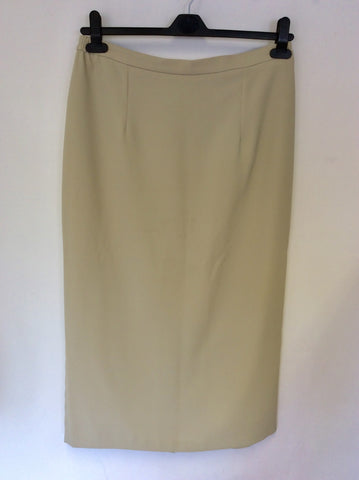 WISH PALE GREEN SATIN TRIM JACKET & LONG SKIRT SUIT SIZE 14