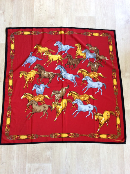 BRAND NEW ITALIAN SILK HORSE PRINT SCARF