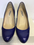 BRAND NEW LK BENNETT SYBILA UKTRA BLUE SAFFIANO PATENT HEELS & MATCHING CLUTCH / SHOULDER BAG SIZE 5.5/38.5