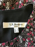 LK BENNETT ROSINA BLACK,PINK & WHITE FLORAL PRINT TEA DRESS SIZE 10