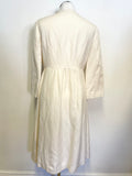 LK BENNETT IVORY BOW TRIM SILK & LINEN BLEND 3/4 SLEEVE SPECIAL OCCASION COAT SIZE 10