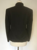 YOMANIS BLACK WOOL BLEND HIGH NECK JACKET & TROUSER SUIT SIZE 10