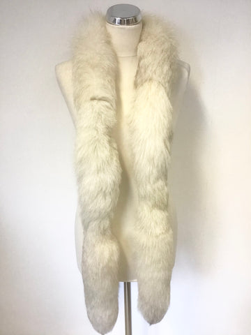 VINTAGE CREAM ARCTIC FOX TAIL LONG SCARF/ STOLE