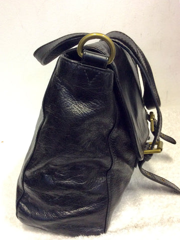 MARKS & SPENCER BLACK LEATHER SATCHEL/ SHOULDER BAG