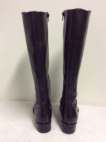 NIC DEAN DARK BROWN LEATHER KNEE LENGTH BOOTS WIDER FIT SIZE 7.5/41