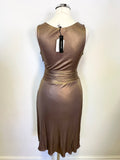 BRAND NEW JENNY DYER LONDON BRONZE METALLIC SLEEVELESS JERSEY COCKTAIL DRESS SIZE 6