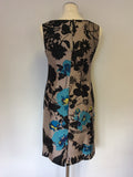 MONSOON BLACK,MINK & TURQOUISE FLORAL PRINT EMBELLISHED SHIFT DRESS SIZE 8