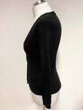 MULBERRY 100% MERINO WOOL BLACK V NECK LONG SLEEVED CARDIGAN  SIZE XS