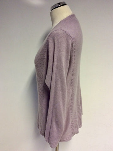 PURE COLLECTION LILAC/MAUVE V NECKLINE CASHMERE JUMPER SIZE 14