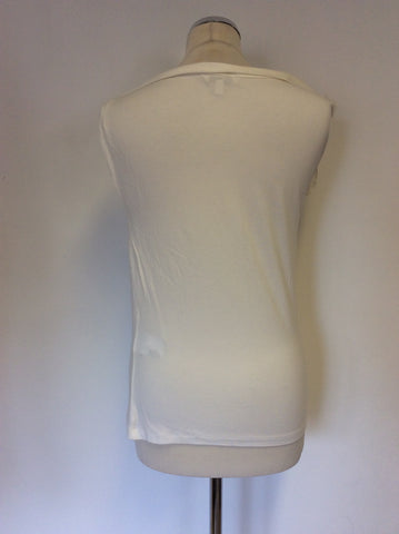 LK BENNETT DUNDEE WHITE DRAPED SLEEVELESS TOP SIZE XS