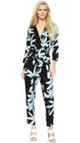 WHISTLES BLACK & BLUE BOTANICAL FLORAL PRINT JUMPSUIT SIZE 10