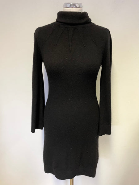 DIANE VON FURSTENBERG BLACK 100% CASHMERE LONG SLEEVE KNIT DRESS SIZE S