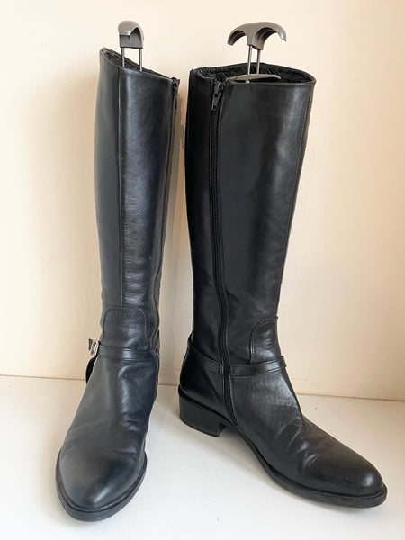 JONES THE BOOTMAKER BLACK LEATHER KNEE LENGTH RIDING BOOTS SIZE 6/39