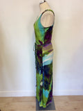 PASSPORT PURPLE,GREY & GREEN HUES LONG MAXI DRESS SIZE 40 UK 12