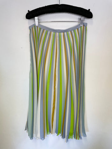 WHISTLES MULTI COLOURED STRIPE FINE PLEATED MIDI SKIRT SIZE 14