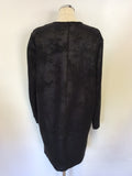 OUI BLACK SHIMMER FABRIC COLLARLESS COAT SIZE 14