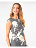 PHASE EIGHT ANALISE GREY FLORAL PRINT PENCIL DRESS SIZE 16